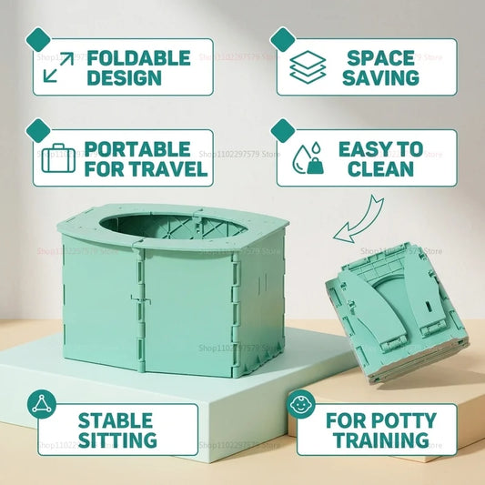 Baby Potty Portable Baby Toilet Seat Kids Potty Foldable Potty Training Basin Outdoor Travel Basin Bag Sturdy and Easy to Clean Peaceful Pleasures Health and Wellness