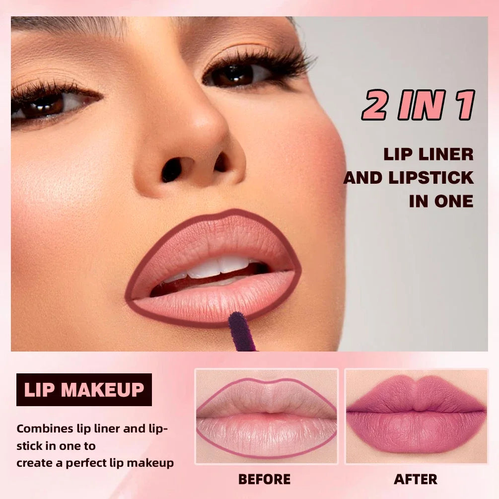 QIBEST Ultra-Precise Waterproof Lip Liner High Pigment Smooth Sweatproof Long-Lasting Wear For Perfect Lip Contour Pen Makeup Peaceful Pleasures Health and Wellness