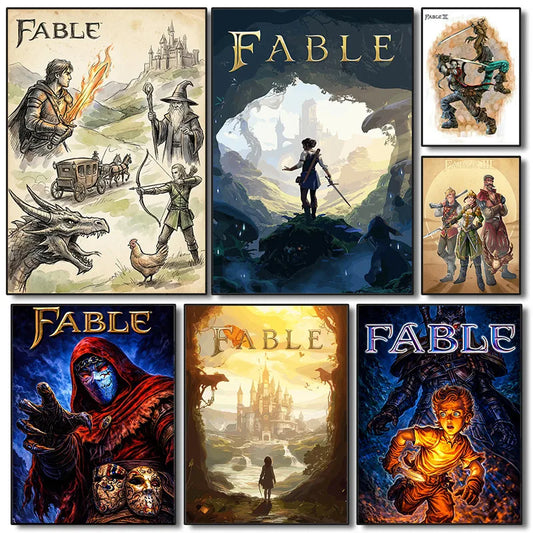 Fable ARPG Game Series Canvas Wall Art Poster | Unframed Print Game Canvas Print Peaceful Pleasures Health and Wellness