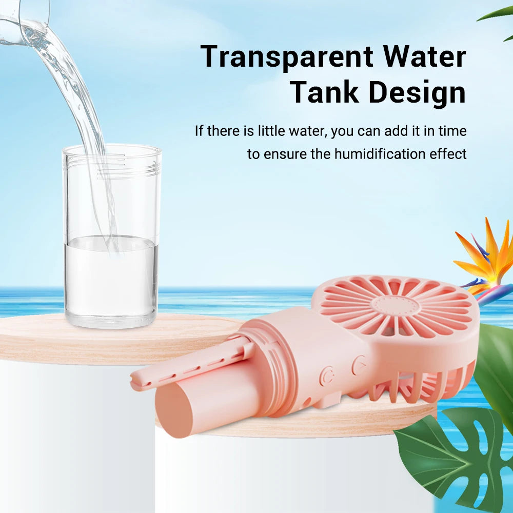 Handheld Spray Fan USB Personal Summer Cooling Fan Humidifiers Spray Hydration Fan 4 Speed Standing Fan For Camping Outdoor Peaceful Pleasures Health and Wellness