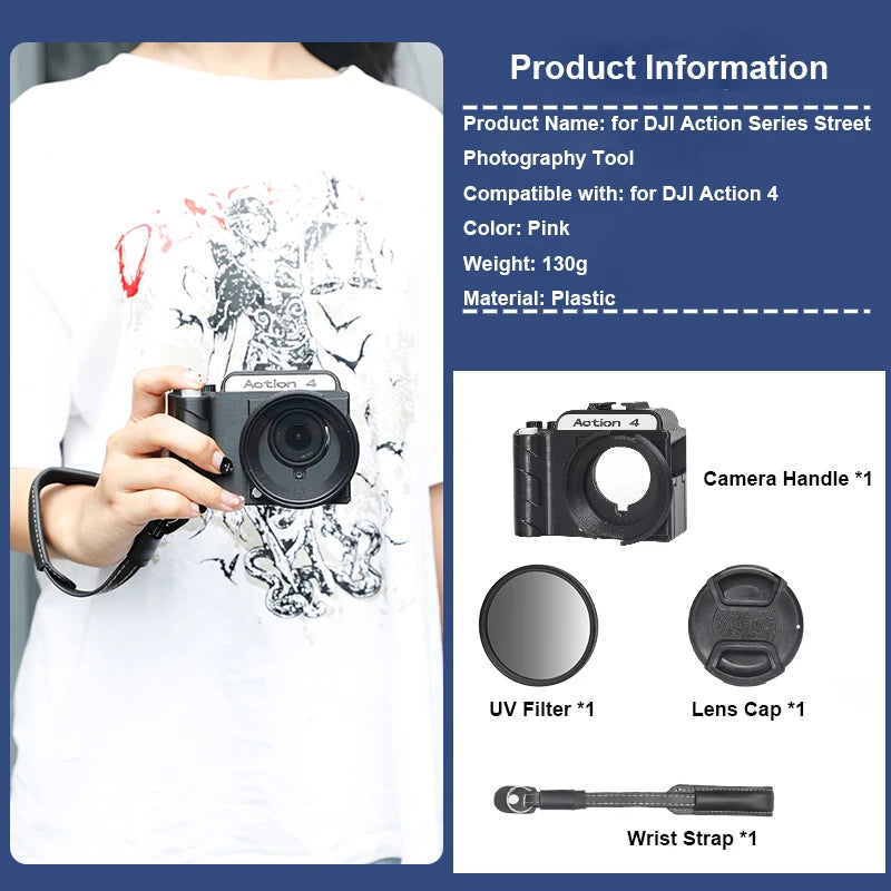 3D Printing Street Grip Vlog Holder Combo Camera Grip Holder For Dji Action5 Pro/4/3 Camera Grip And Camera Accessories Peaceful Pleasures Health and Wellness action 4 black