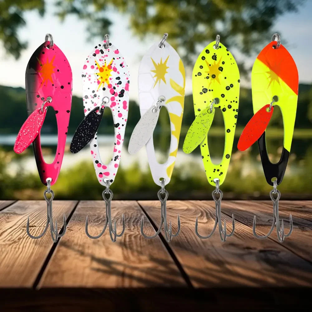 5-Pack Metal Spoon Fishing Lures with Treble Hooks Fishing Lures Peaceful Pleasures Health and Wellness