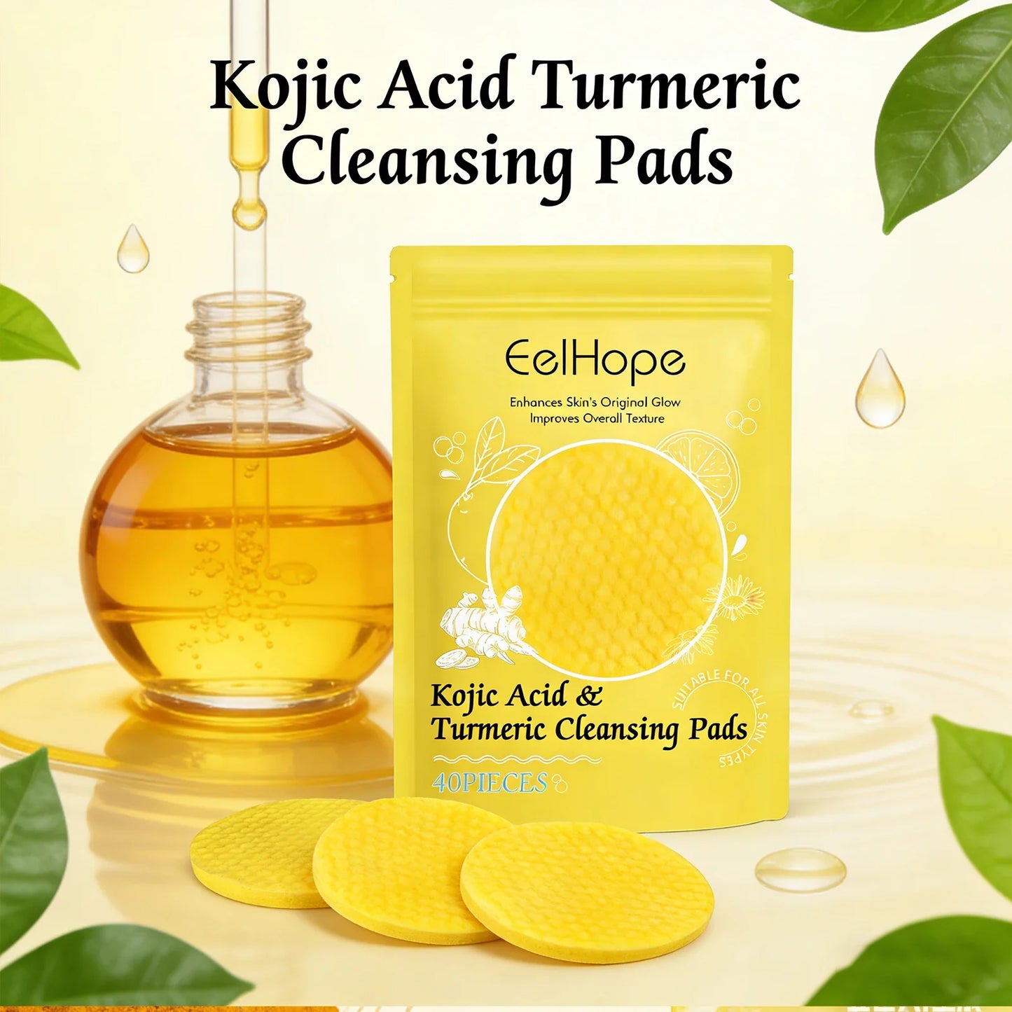Kojic Acid & Turmeric Cleansing Pads – Brighten & Exfoliate Skin