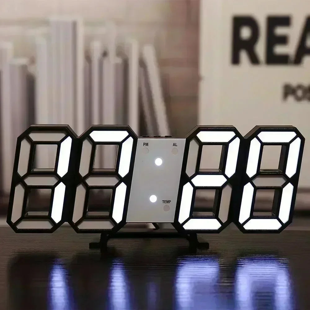 Large 3D LED Digital Wall Clock | USB, Adjustable Brightness