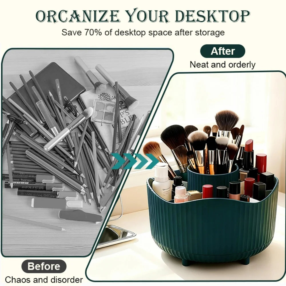 360° Rotating Makeup Organizer – Brush & Lipstick Holder Makeup Organizer Peaceful Pleasures Health and Wellness