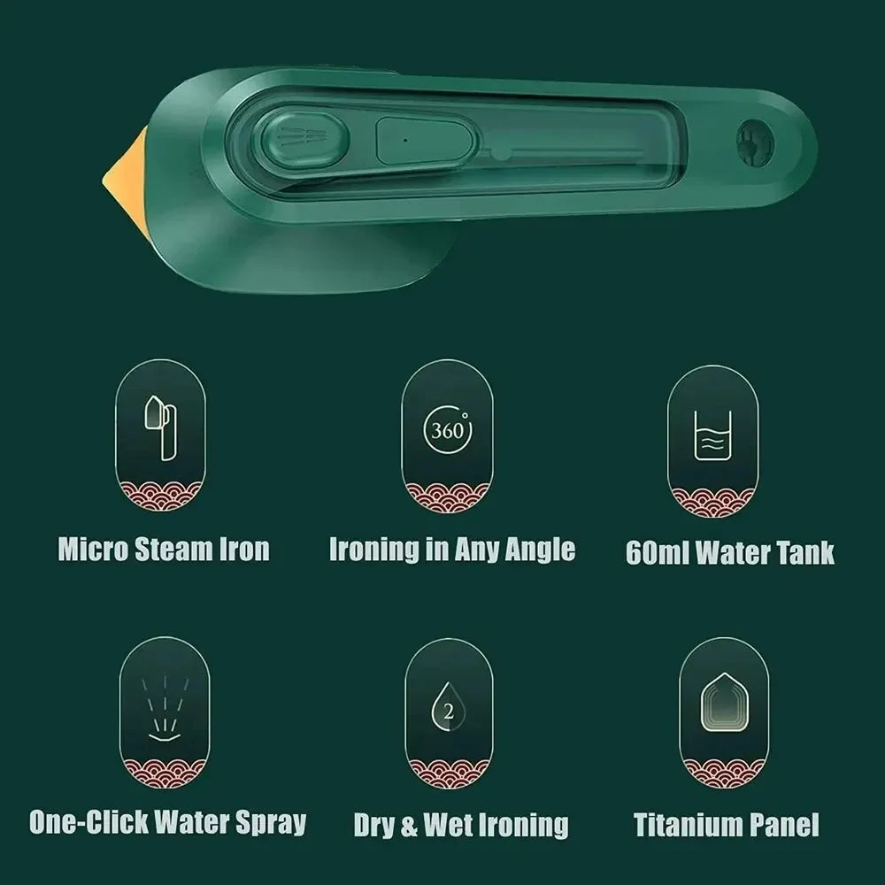 URGGU Portable Mini Steam Iron 30W – Handheld Travel Iron