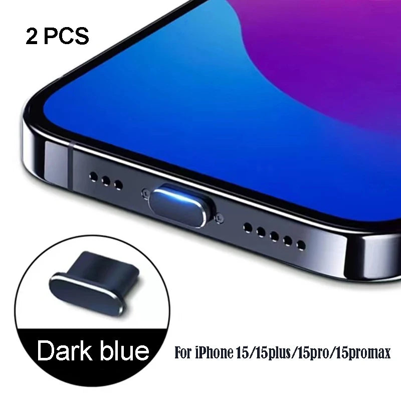 iPhone15 Pro Max Accessories iPhone Dust Plug For Mobile Phone Accessories Dust Cap For Mobile Usb Dust Plug Usb A iPhone15 Plus Peaceful Pleasures Health and Wellness Dark blue(2pcs)