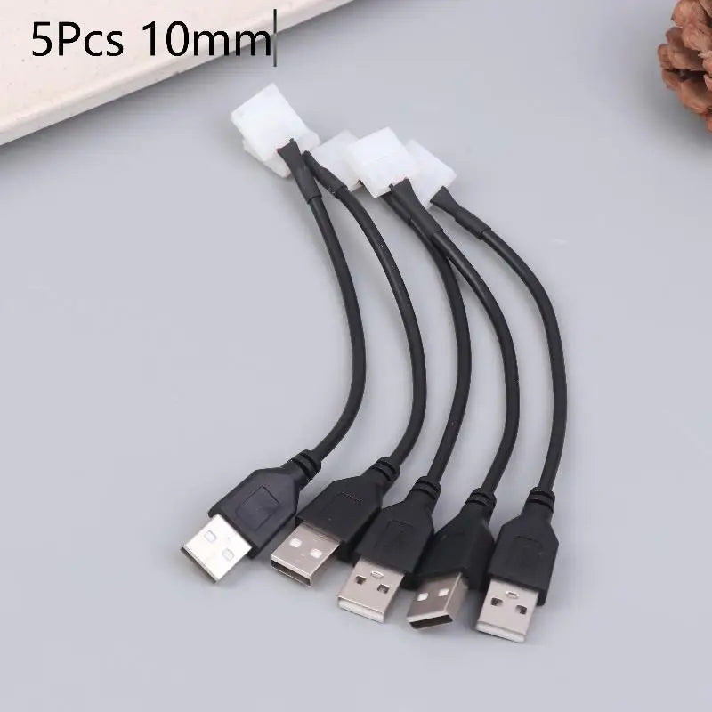 5Pcs/pack USB Cable Connector To 2pin 8/10mm Free Welding LED Strip Connector LED Ribbon Strip Light Adaptor DIY Accessories Peaceful Pleasures Health and Wellness A2 5Pcs 10mm