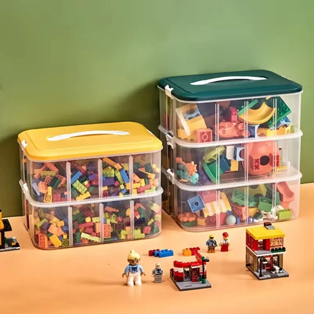 Stackable Lego Storage Case with Lids & Adjustable Dividers