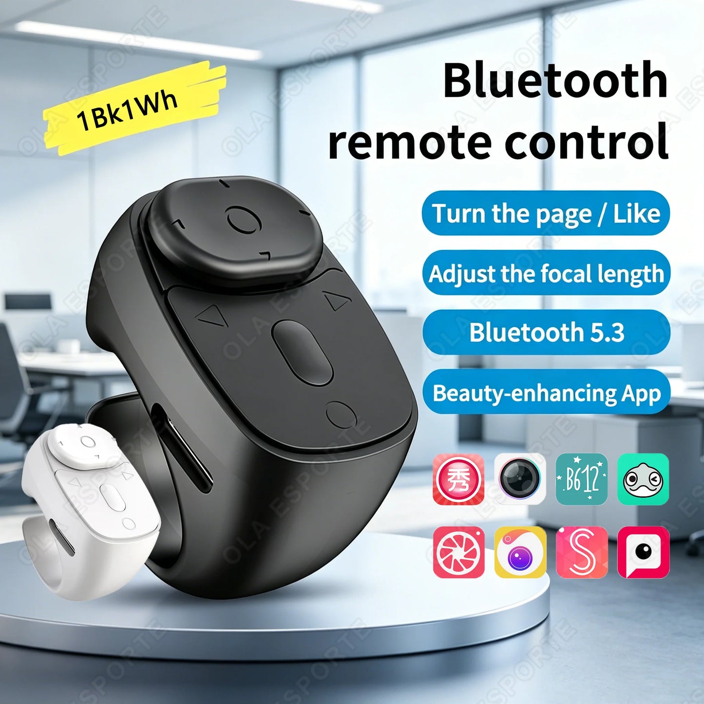 2026 New JX-11 Roller Fingertip Ring Remote Control Wireless Bluetooth Mobile Selfie Mice Video Automatic Page Turner Browsing Peaceful Pleasures Health and Wellness 1Bk1Wh