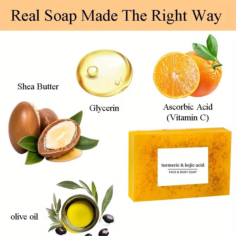 10-Pack Handmade Turmeric Soap – 3-in-1 Moisturizing Bath Bar