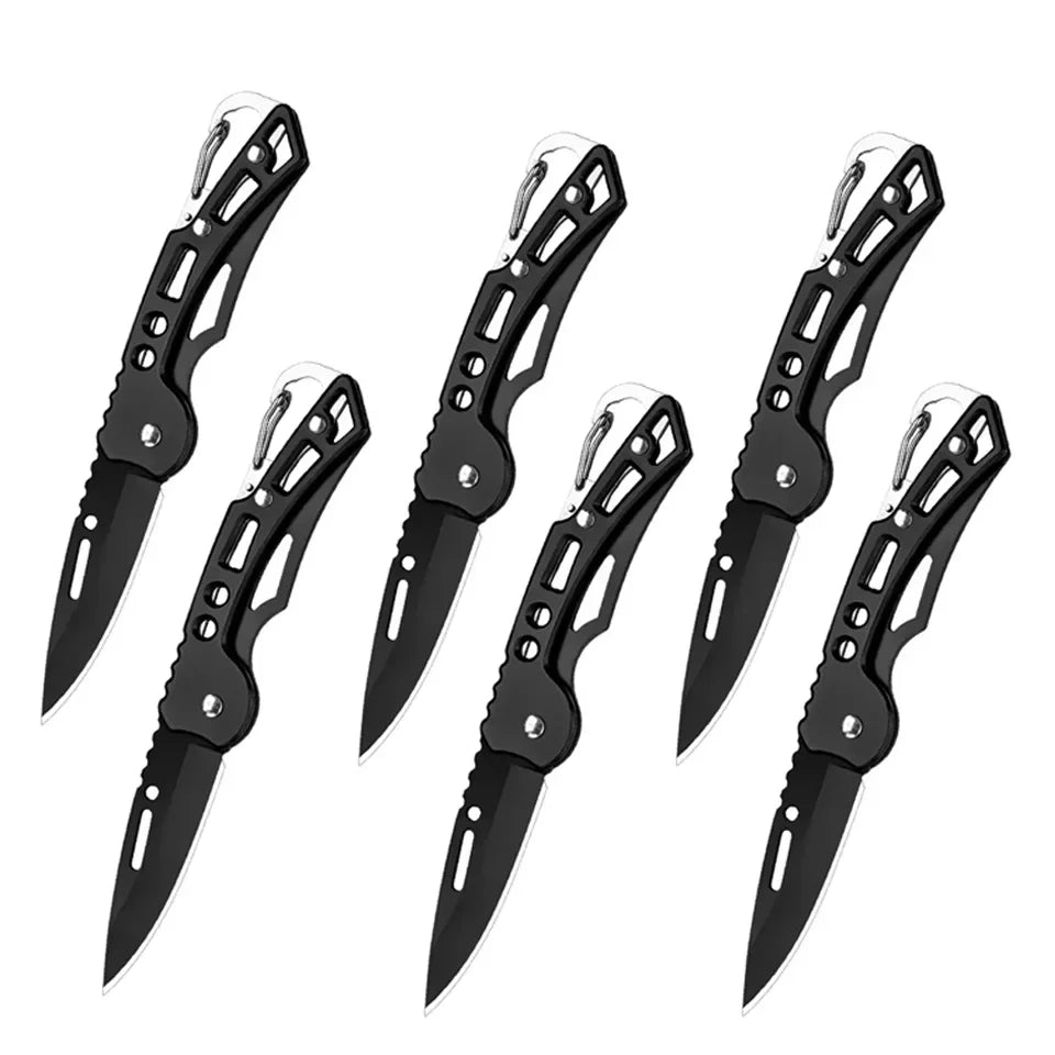 Stainless Steel Folding Pocket Knife – 3 or 6 Pack Peaceful Pleasures Health and Wellness Black-6pcs