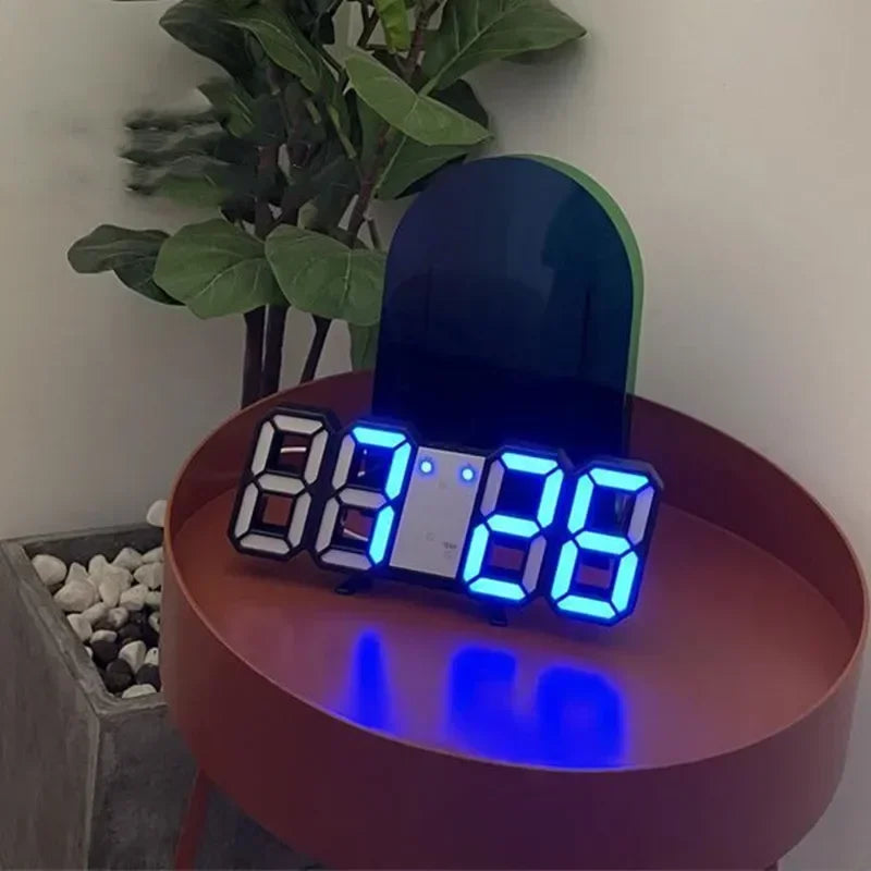 LED Clock Bedroom Home for You Adjustable Digital Wall Clock Hair Accessories Living Room Night Light Mode 3D Decor Decorate Peaceful Pleasures Health and Wellness