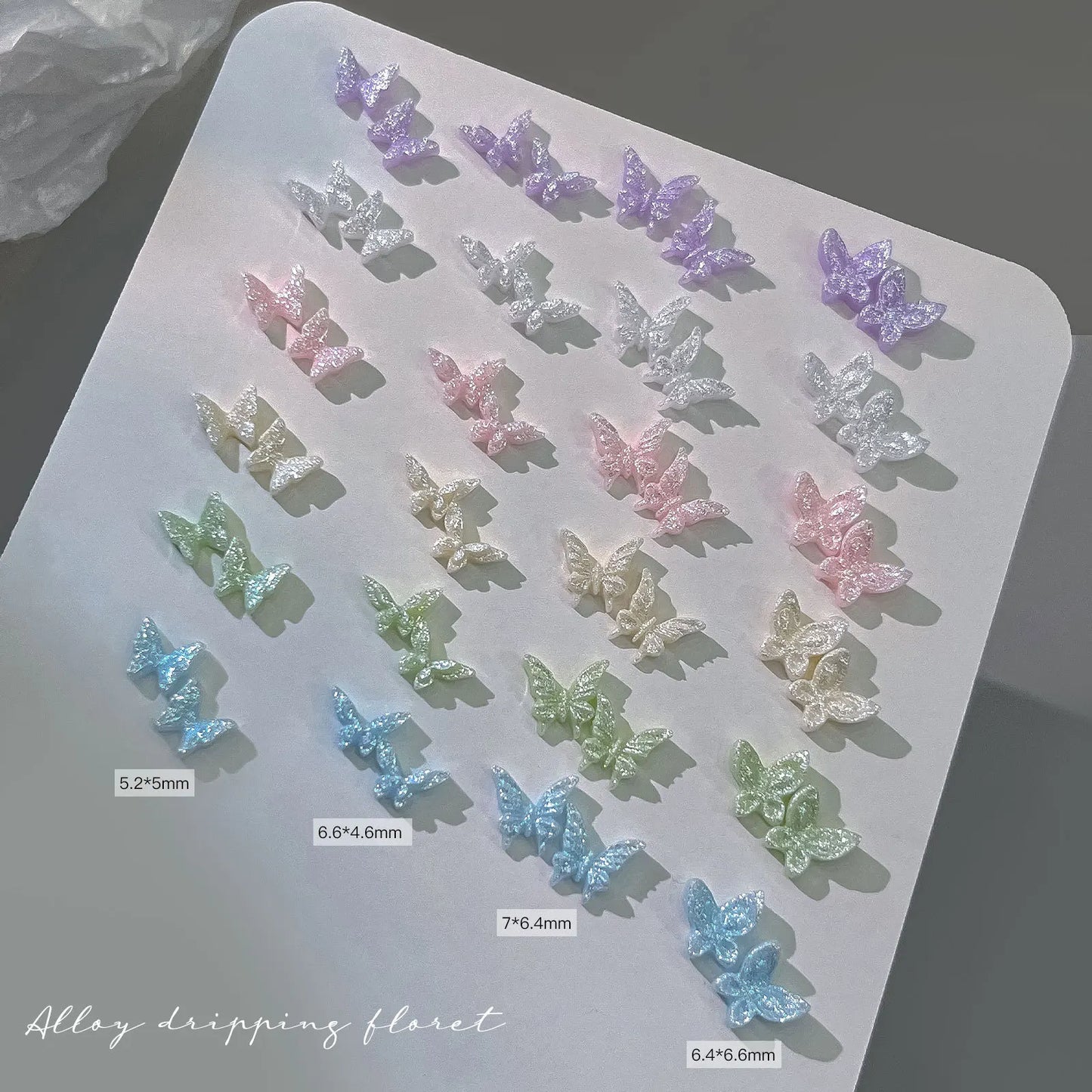 50pcs 3D Glitter Butterfly Nail Charms | Resin Nail Art Decor