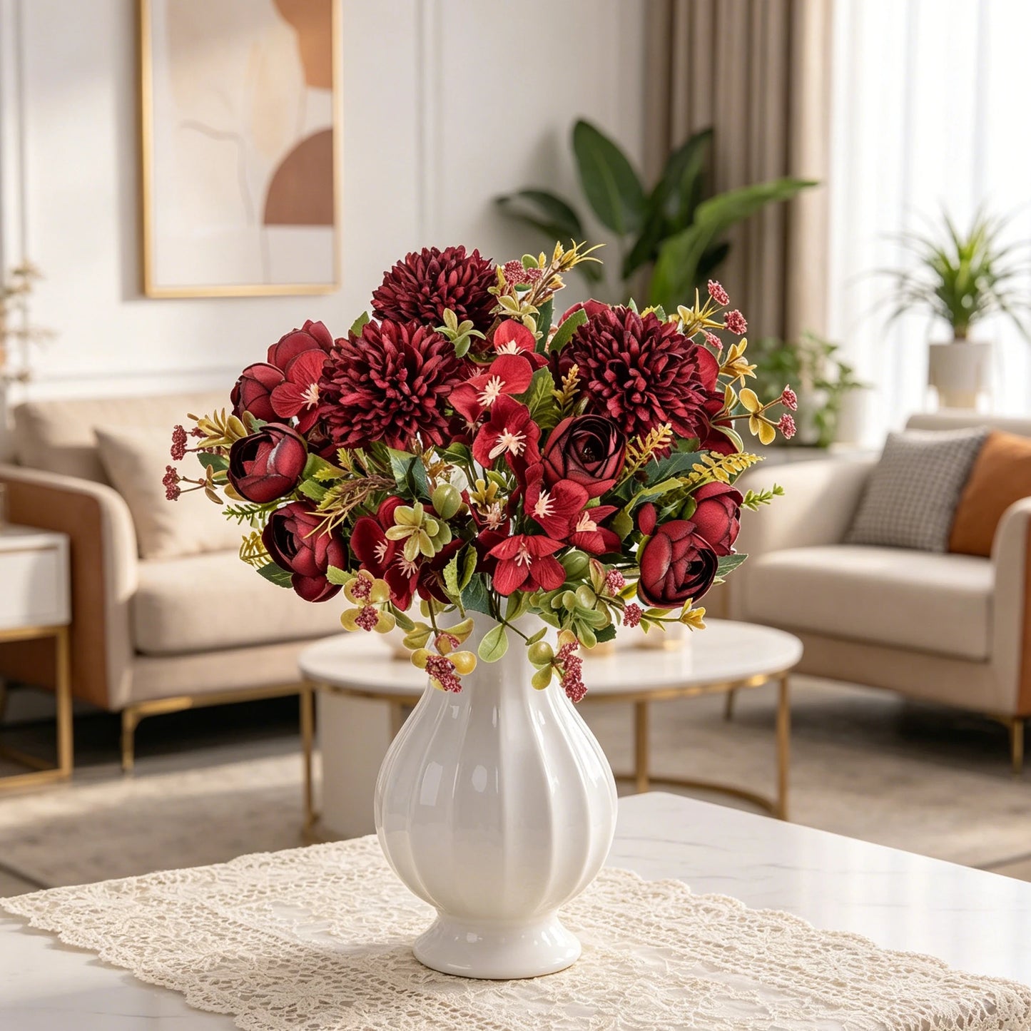 Silk Tea Rose Bud Artificial Bouquet – Wedding & Home Decor
