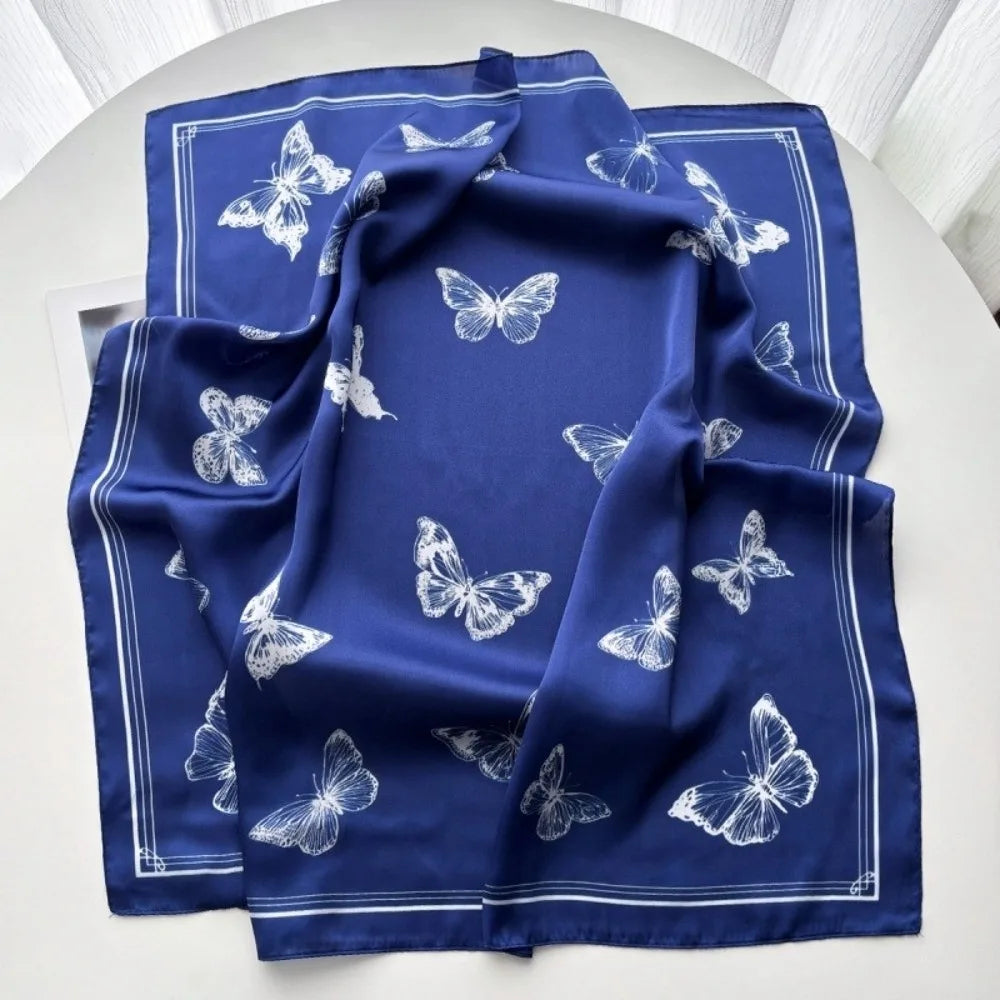 Women's Butterfly Print Square Silk Scarf & Bandana – 70cm