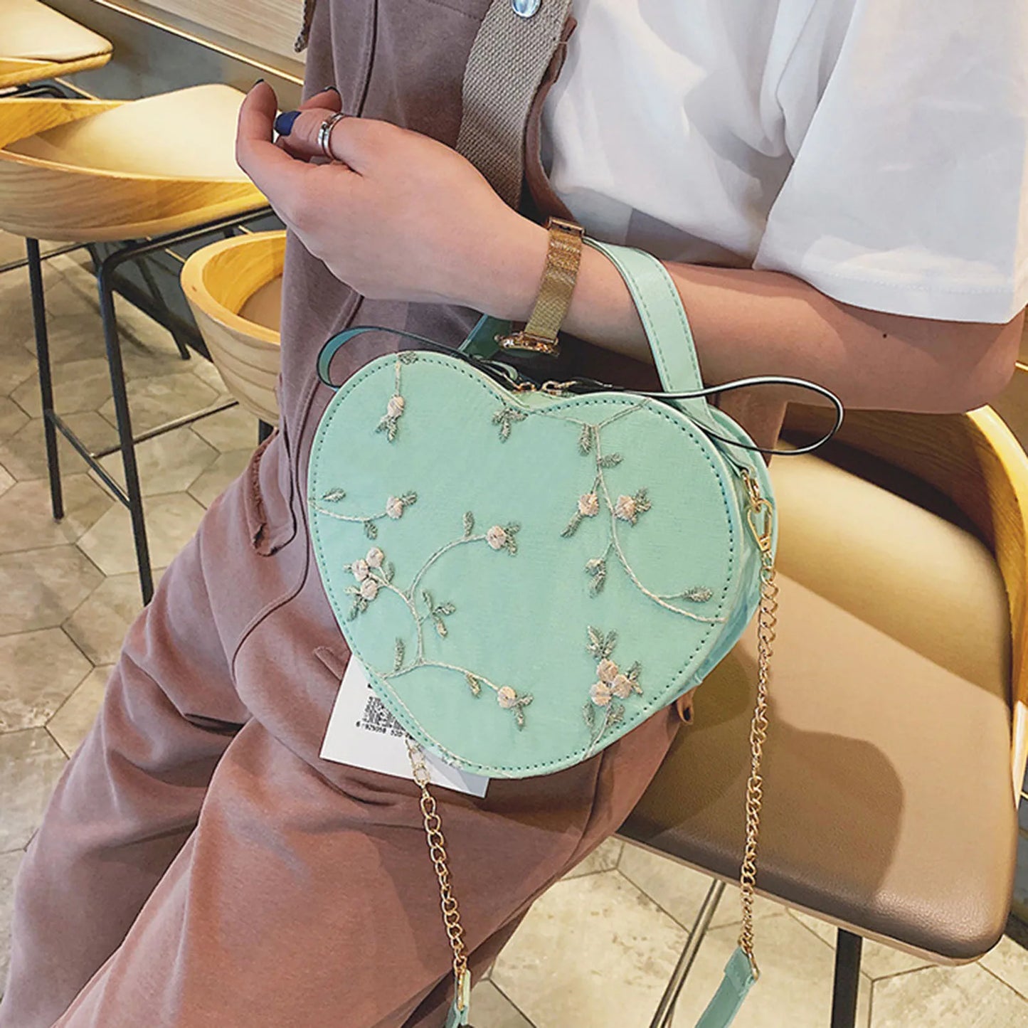 Womens Lace Heart Crossbody Bag PU Leather Shoulder Purse Fashion Handbag with Chain Strap for Valentine Gift 21x17x6cm Peaceful Pleasures Health and Wellness