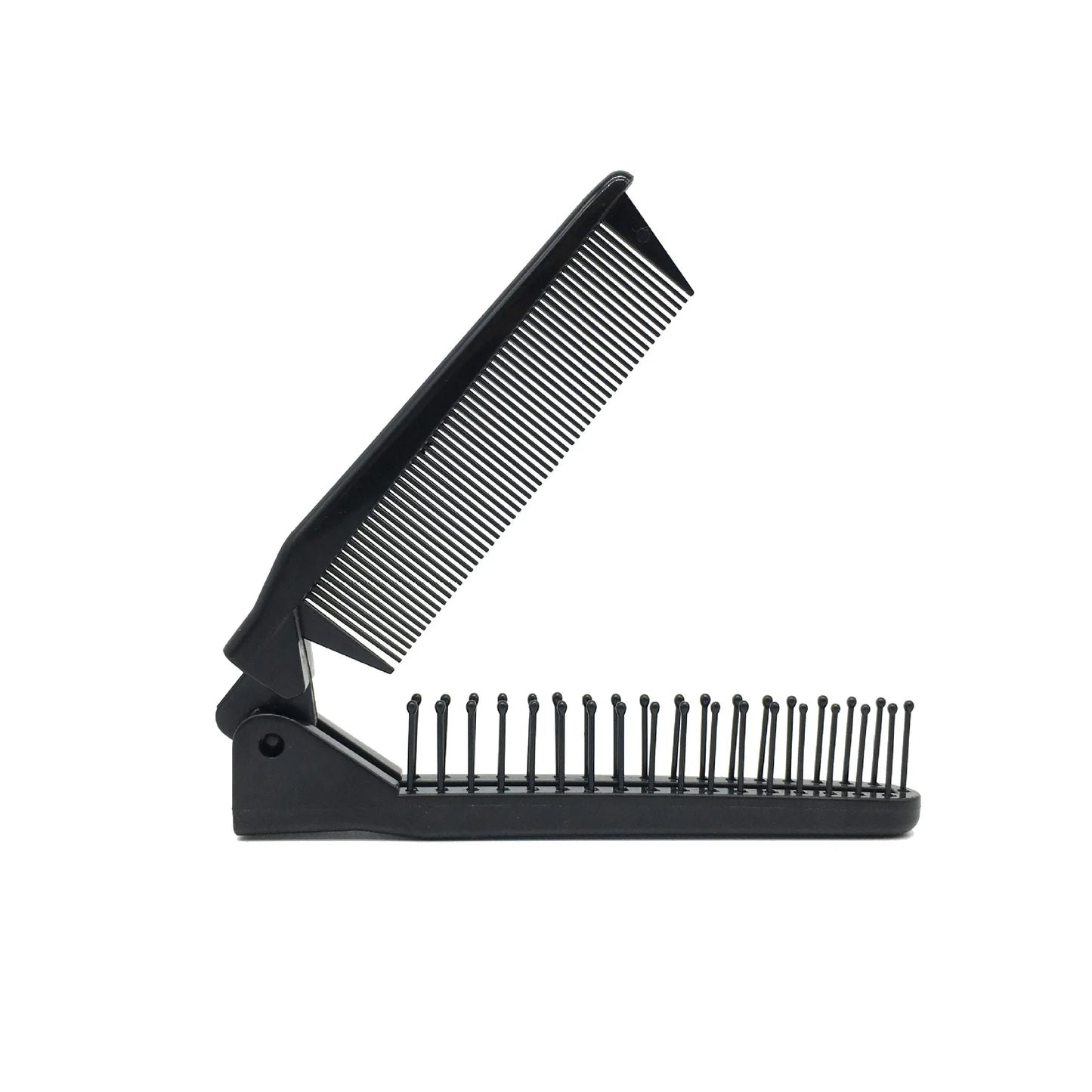 1pc 2 in 1 Double Headed Folding Hair Comb Portable Travel Hair Brush Compact Hair Comb Collapsible Pocket Brush Peaceful Pleasures Health and Wellness Blakc