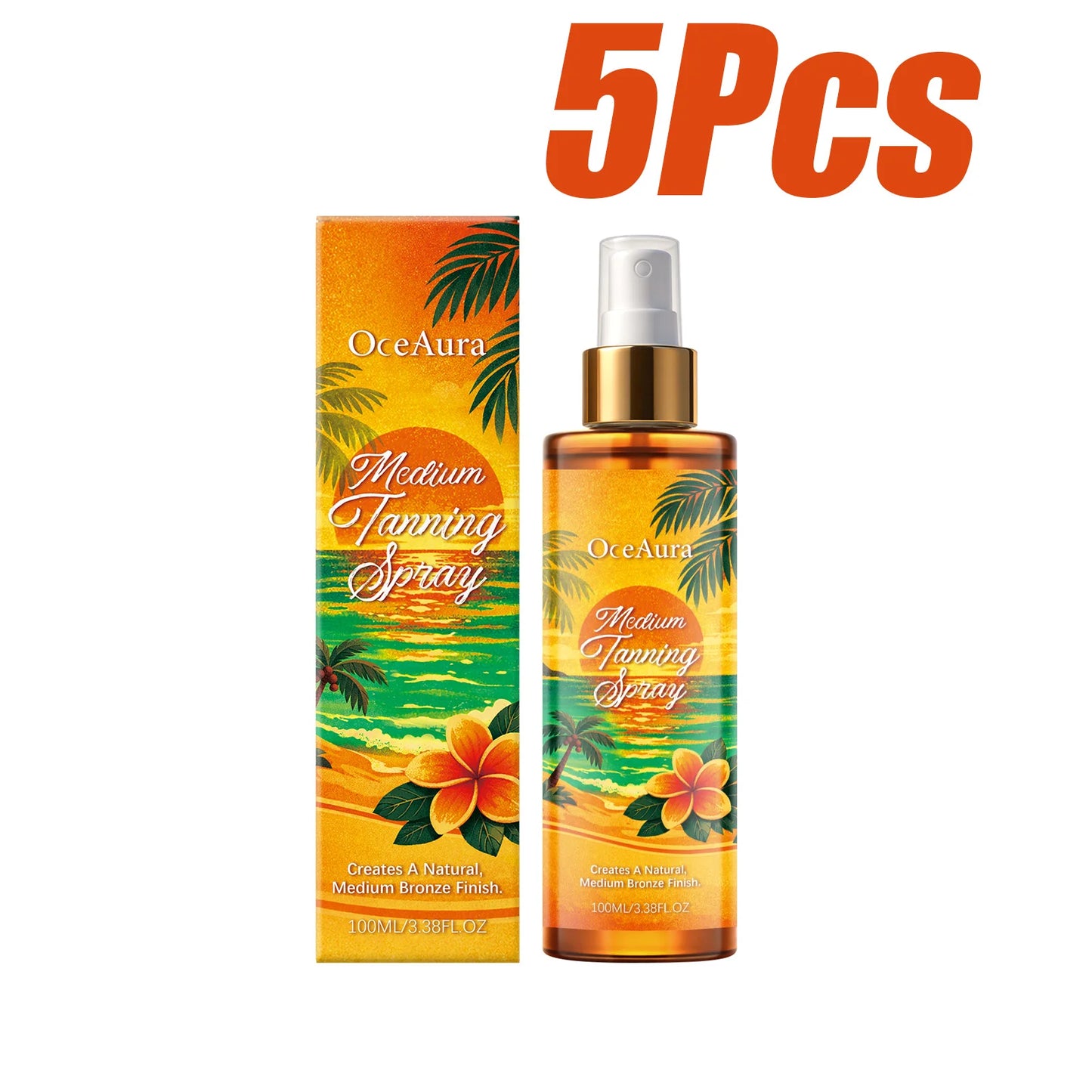 OceAura Self Tanning Spray – DHA Sunless Tanner Body & Face Peaceful Pleasures Health and Wellness 5 x 100ml Boxed