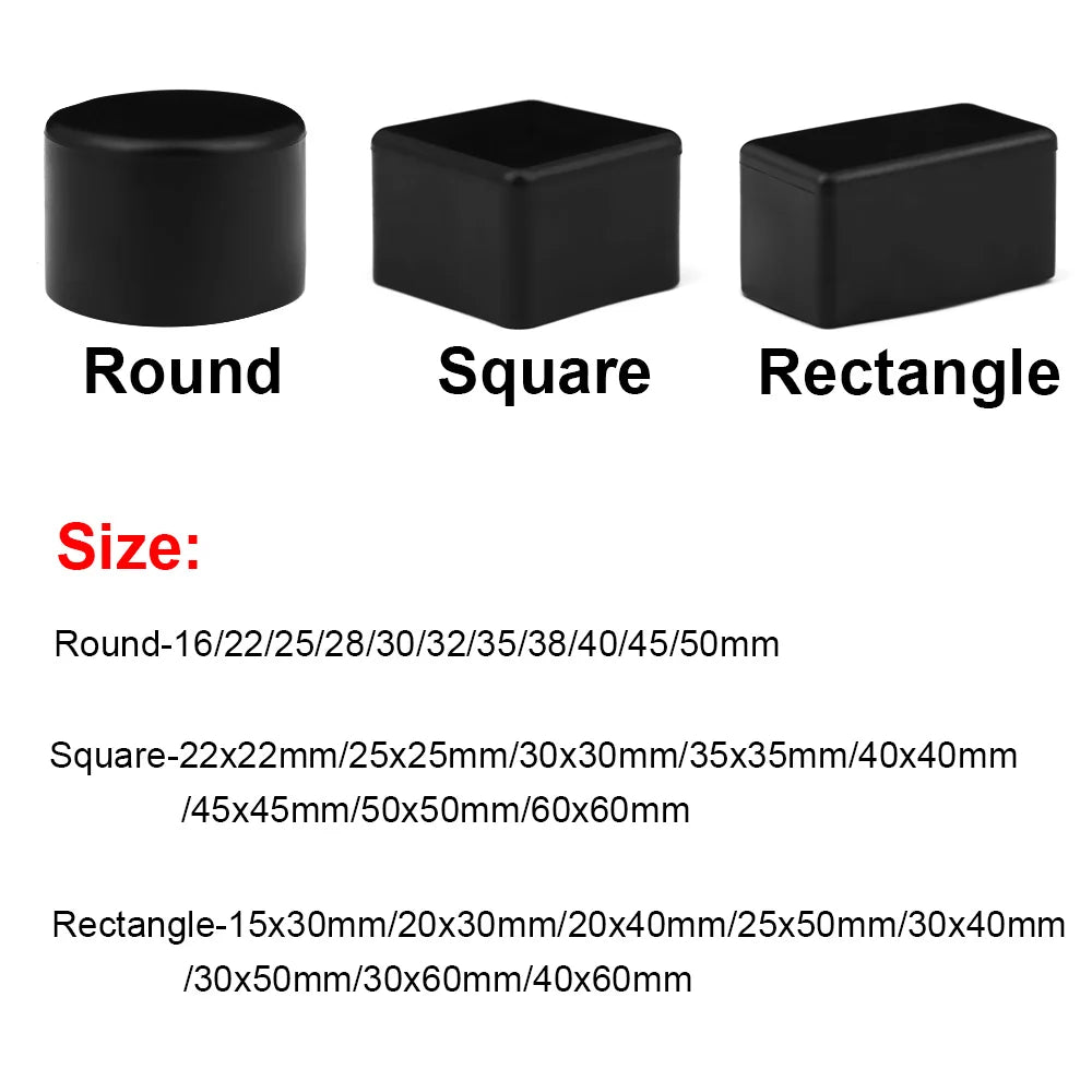 4-Pack Square Chair Leg Caps | Non-Slip Floor Protector Pads