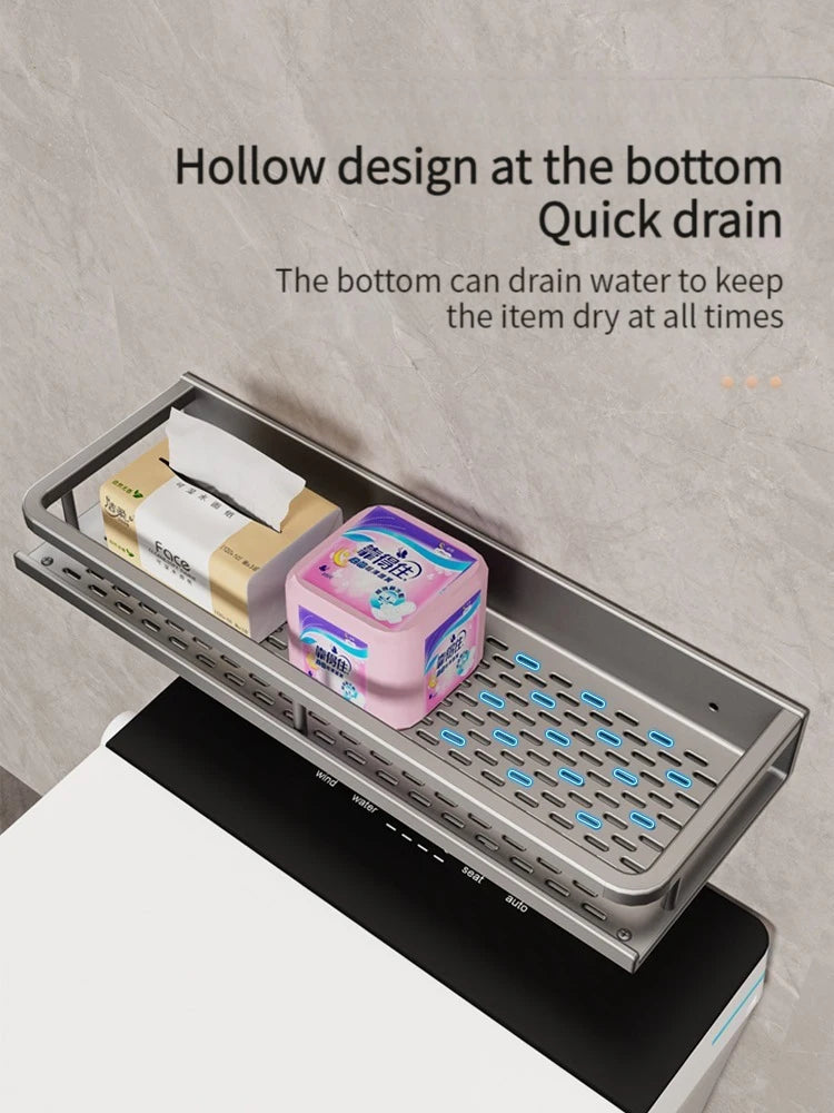 Wall-Mounted Bathroom Shelf & Towel Rack | Metal Storage Organizer