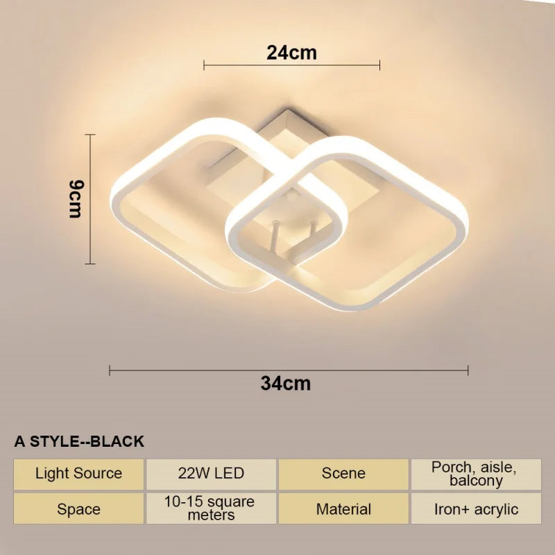 22W Modern LED Ceiling Light | 3-Color Dimmable Surface Mount