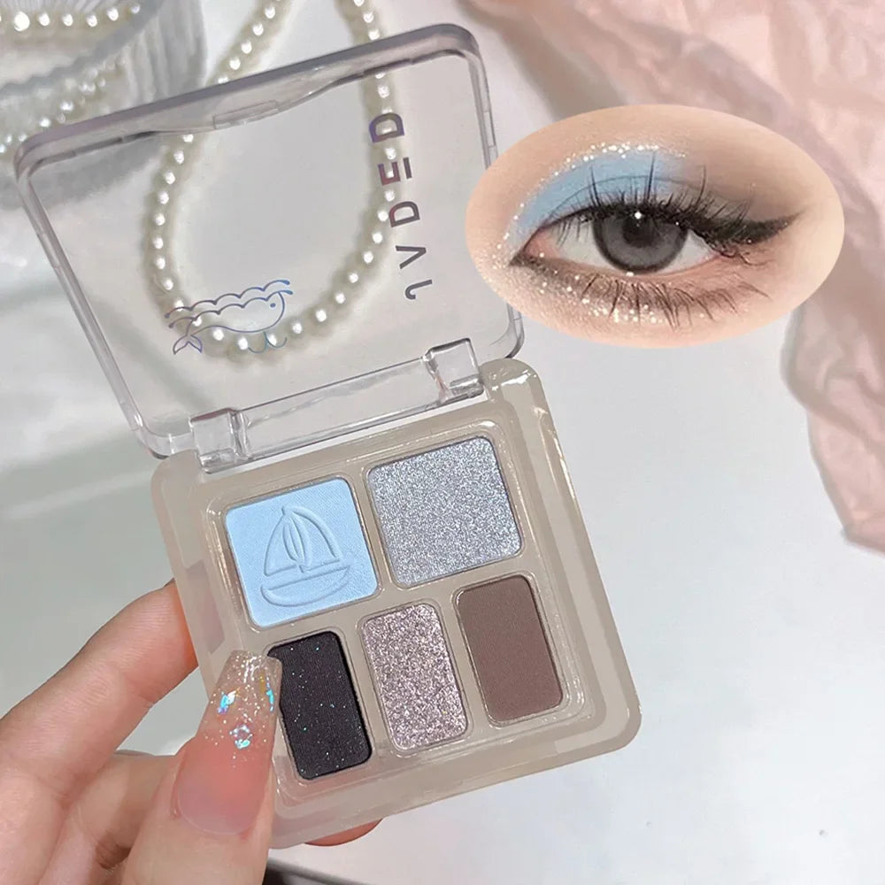 JADED 5-Color Glitter Eyeshadow Palette – Waterproof Shimmer