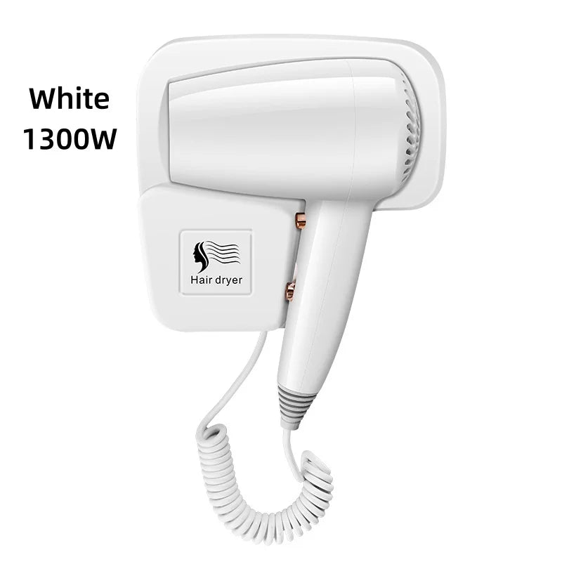 Hotel, Hotel, Non Perforated Wall Mounted Hair Dryer, Home Bathroom, High Wind Blue Light Hair Care Hair Dryer Peaceful Pleasures Health and Wellness White -1300W AU