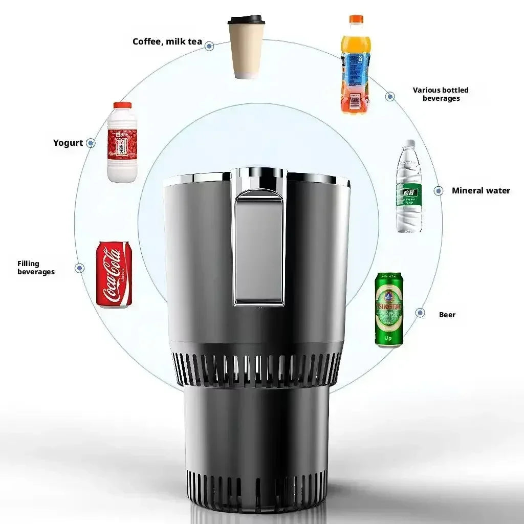 12V Smart Car Hot Cold Cup One-Touch Fast Heating Cooling Digital Temperature Display Portable Vehicle Heating Cooling Cup Peaceful Pleasures Health and Wellness