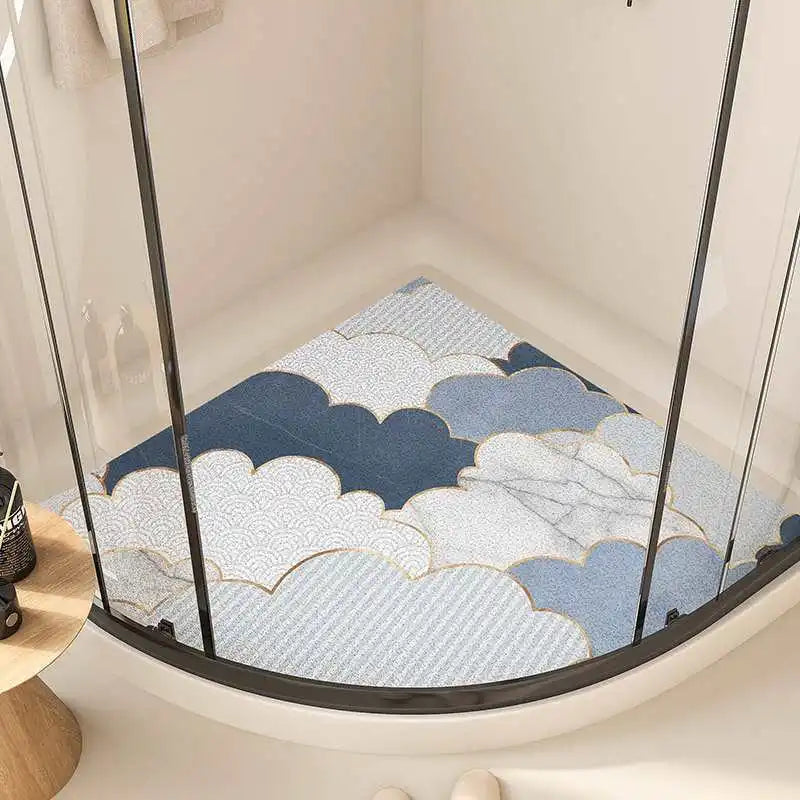 Fan-Shaped Anti-Slip Bathroom Mat – Cartoon Curved Suede Rug