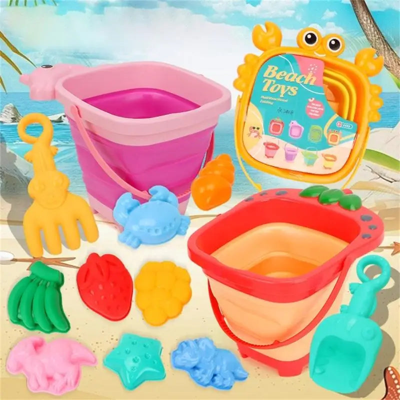 Kids Collapsible Sand Bucket Set with Shovel & Moulds