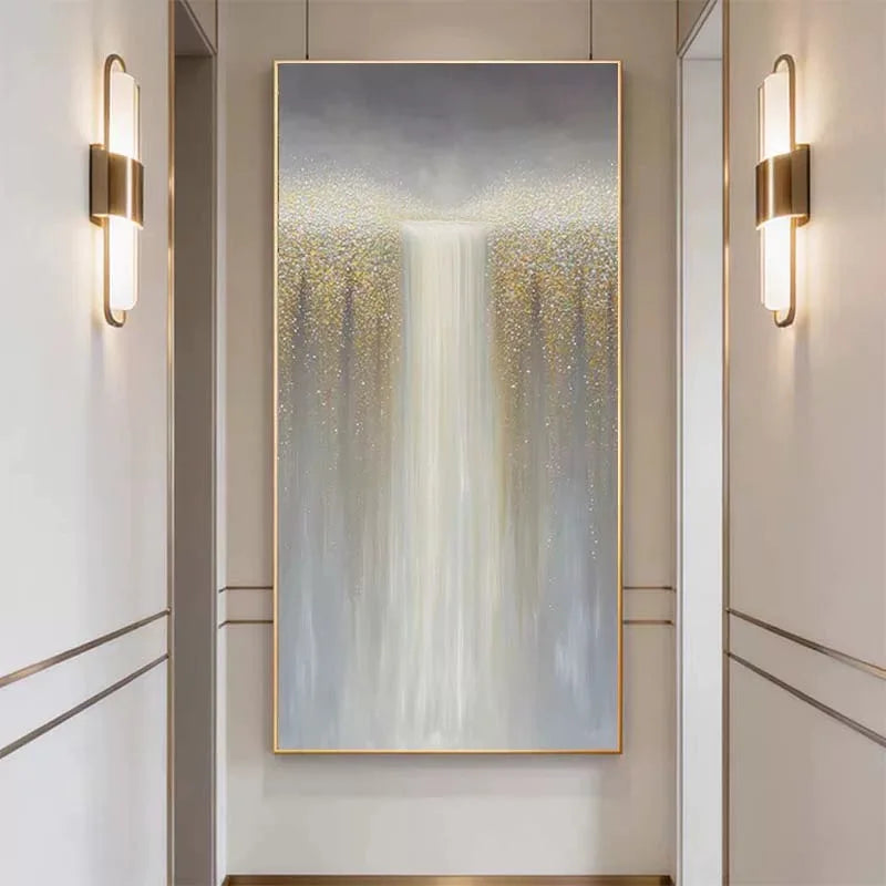 Hand Painted Canvas Oil Painting Abstract Waterfall Landscape Poster Wall Art Picture Home Decor Mural For Living Room Bedroom Peaceful Pleasures Health and Wellness no frame 130cmx250cm