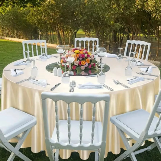 Round Satin Tablecloth | Imitation Silk Banquet Table Cover Satin Tablecloth Oasis Select