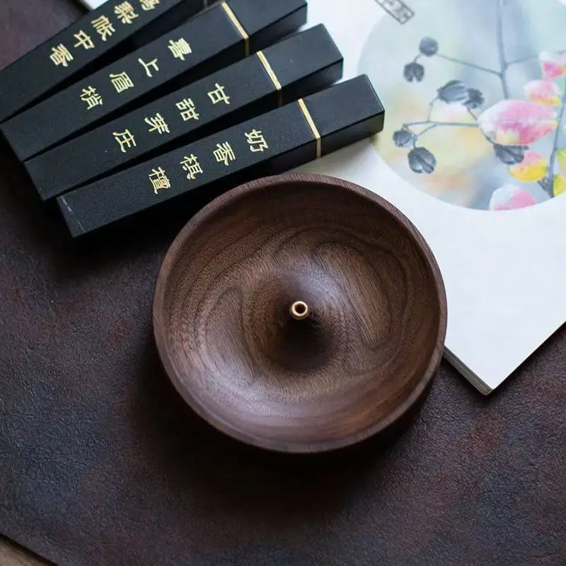 Solid Wood Incense Burner | Ebony Acacia Tea Ceremony Holder Incense Burner Peaceful Pleasures Health and Wellness