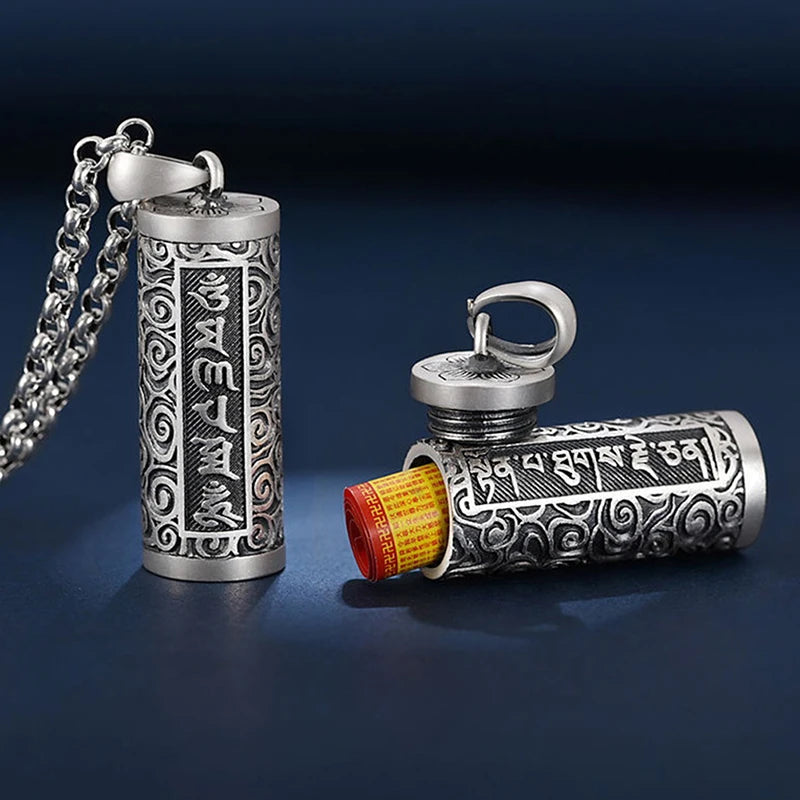 1PC Copper Plating Silver Pill Case Holder Pill Box Waterproof Cylinder Urn Pendant Memorial Necklace Jewelry Peaceful Pleasures Health and Wellness