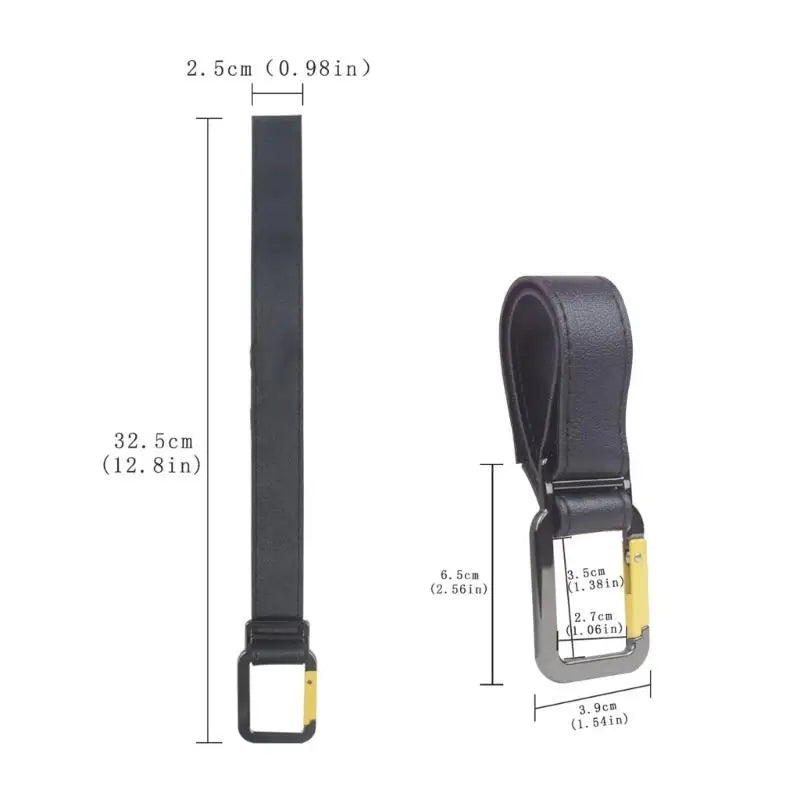 Stroller Hook Zinc Alloy Clasp & Adjustable PU Strap | Bag Hanger