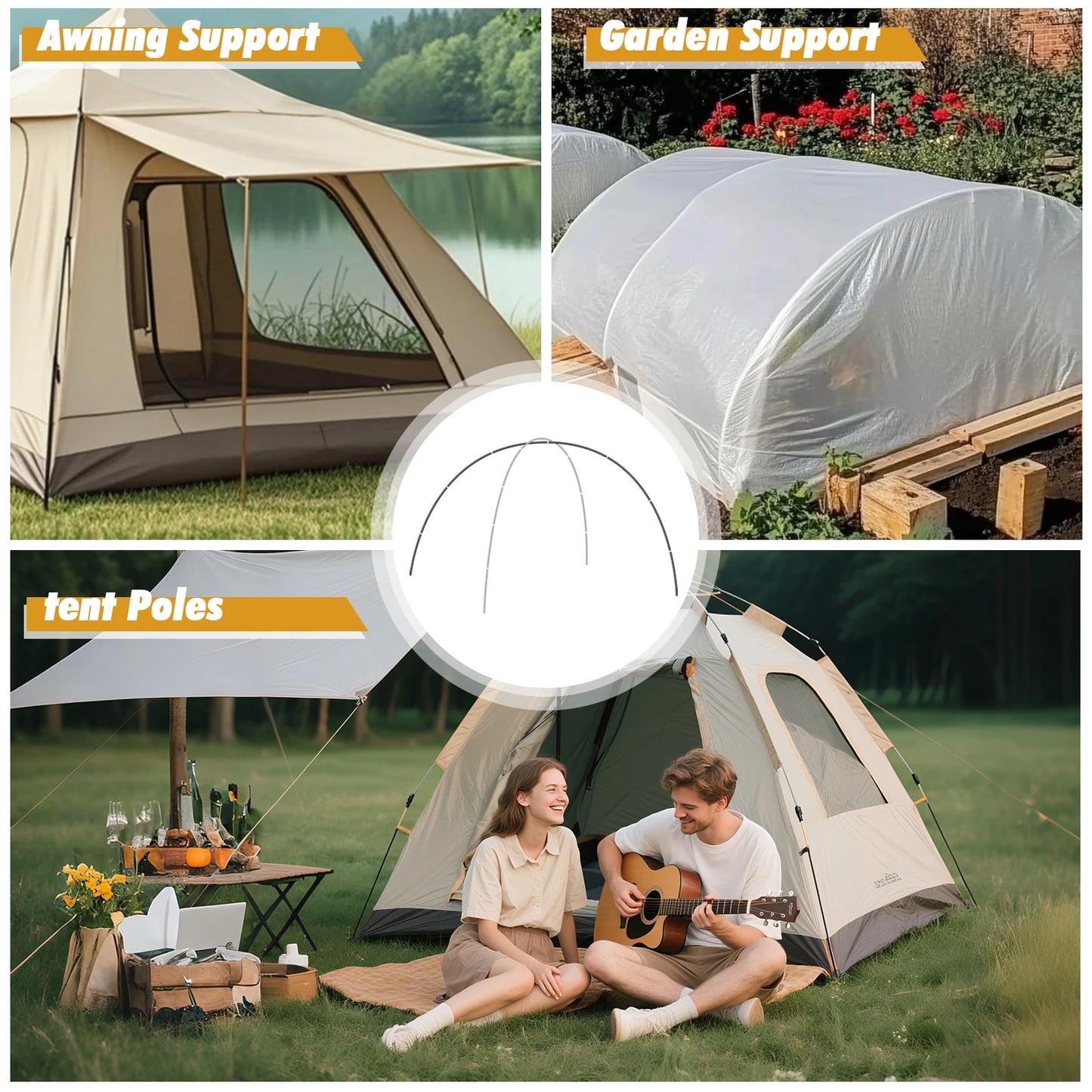 Tent Poles Replacement Aluminum Alloy Pre Assembled Tent Poles Camping Rod Parts for Hiking Outdoor Camping Repair Kit Peaceful Pleasures Health and Wellness