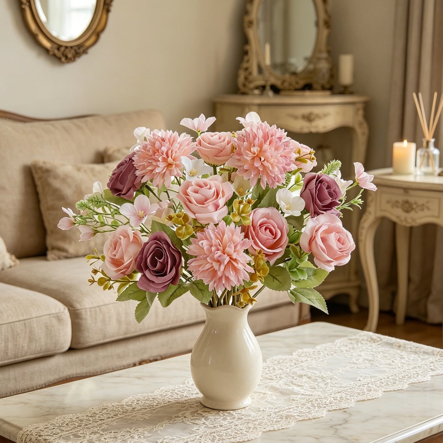 Artificial Silk Rose Bouquet for Wedding & Home Decor