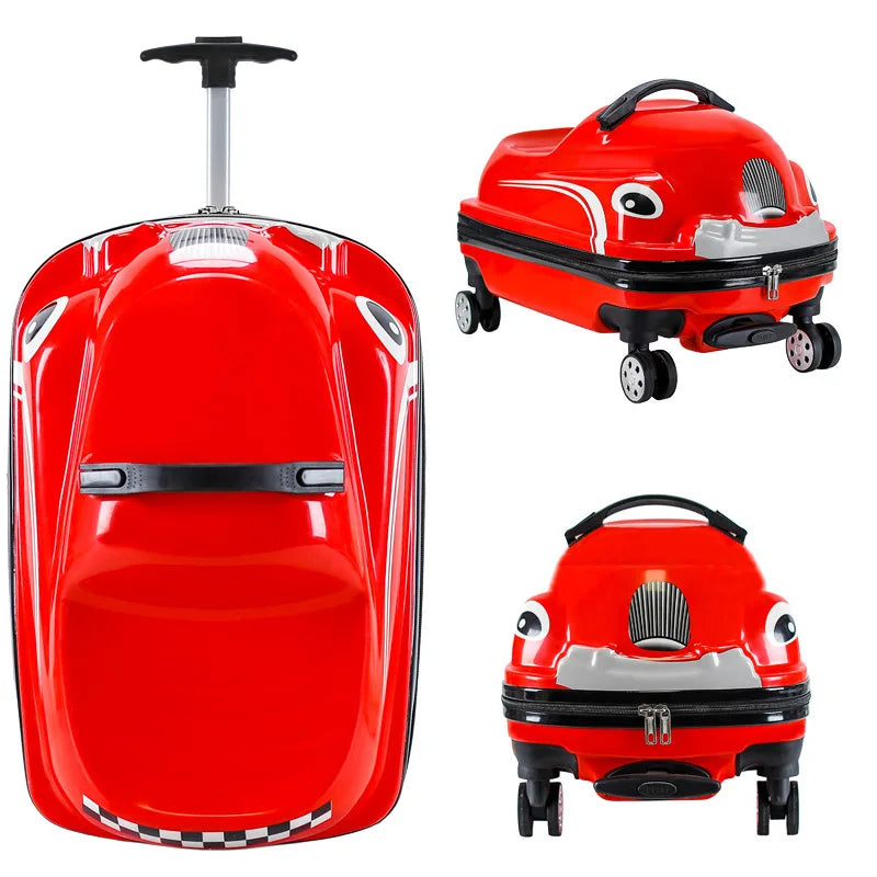 Cartoon Car Children's Pull-On Luggage Suitcase Kindergarten Travel Bag Child Ride-On Twister Cart Peaceful Pleasures Health and Wellness
