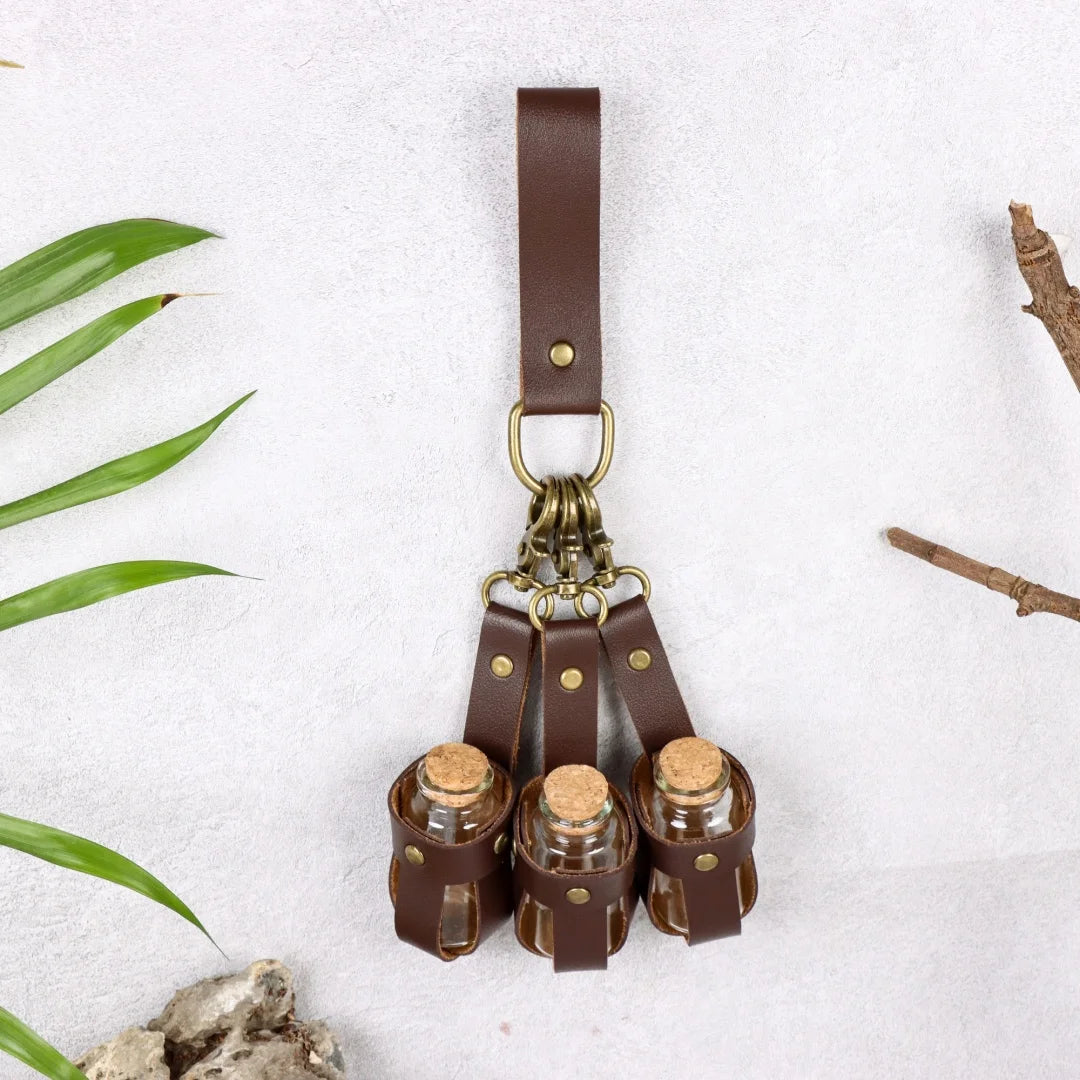 Medieval Witch Magic Potion Bottle PU Leather Stand Belt Accessories