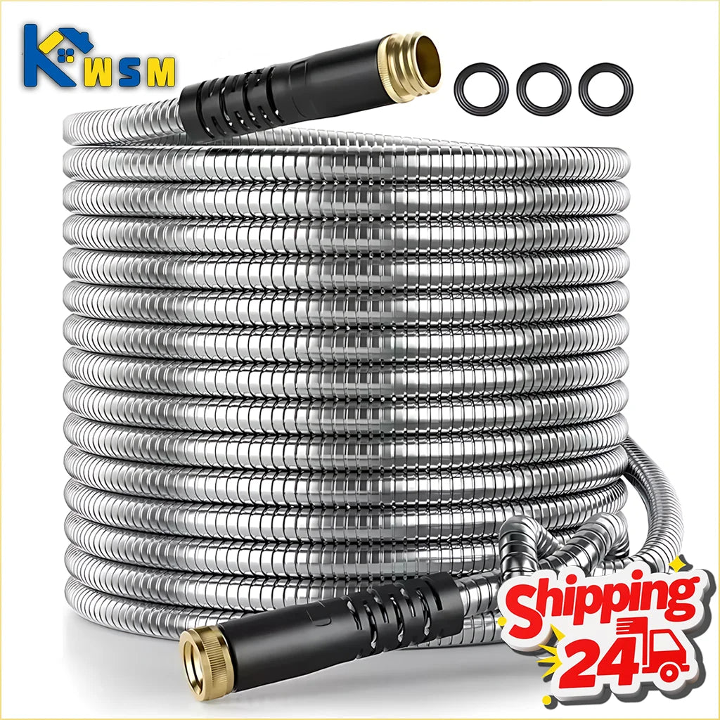 Stainless Steel Garden Hose 25–75ft | Kink-Free Metal Hose