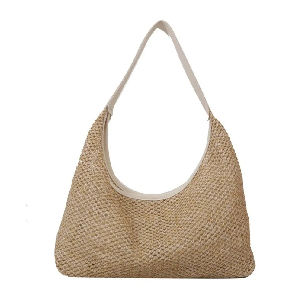 Bohemian Handmade Straw Bucket Bag – Large Beach Shoulder Bag