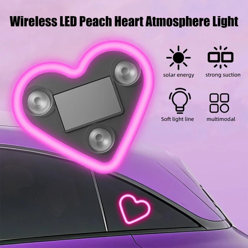 1/4pcs Car solar LED triangular window love light atmosphere light car interior decoration motorcycle cool decoration neon light Peaceful Pleasures Health and Wellness