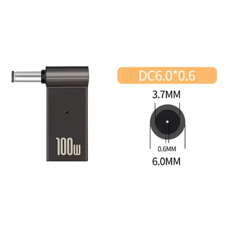 100W USB-C to DC Laptop Charger Adapter – Dell HP Asus Lenovo Peaceful Pleasures Health and Wellness 6.0-3.7mm