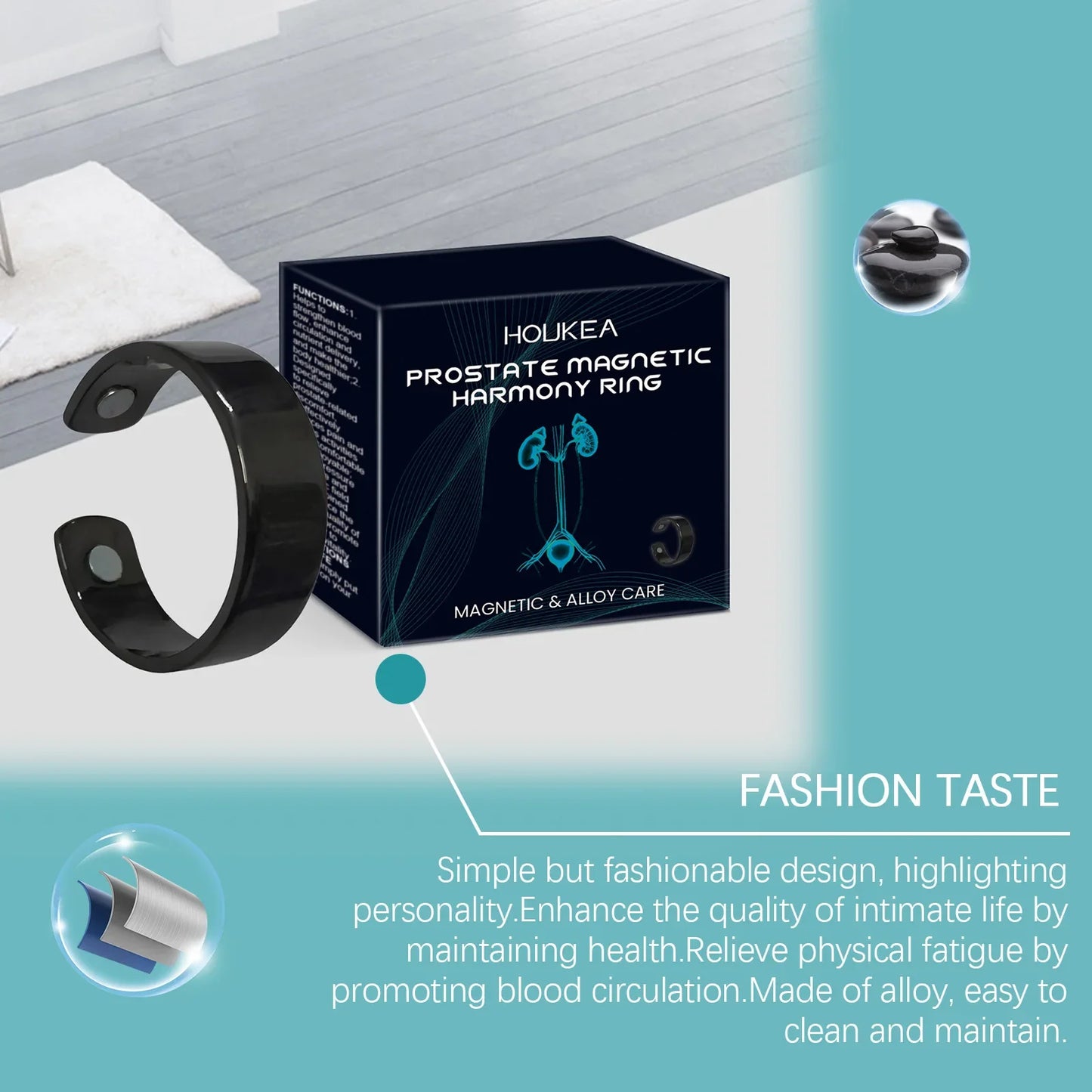 HOUKEA Magnetic Wellness Ring – Men's Vitality & Circulation