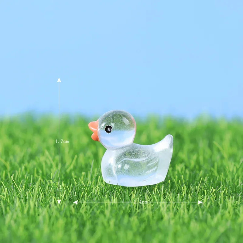 Glow-in-the-Dark Mini Duck Ornaments | Resin Decor 10pcs