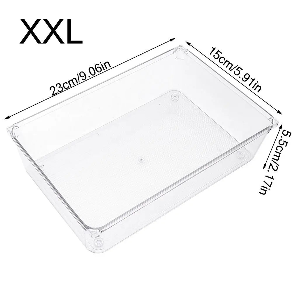 Durable S/M/L/XL/XXL Desktop Storage Box Transparent Sundries Sorting Storage Organizer Drawer Plastic Cosmetics Organizer Boxes Peaceful Pleasures Health and Wellness XXL-Style1