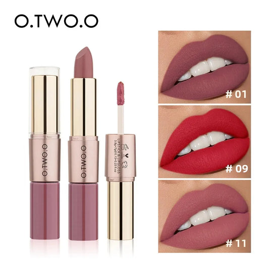 O.TWO.O 2-in-1 Matte Lipstick & Lip Gloss – 12 Colors Matte Lip Cosmetic Oasis Select
