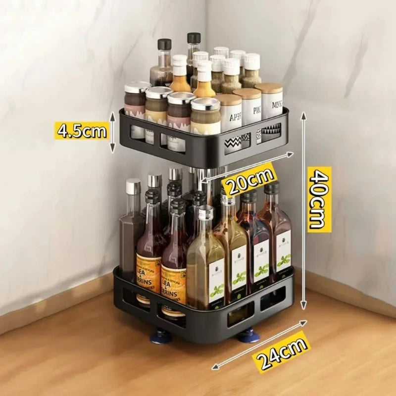 360° Rotating Spice Rack & Kitchen Organizer Shelf