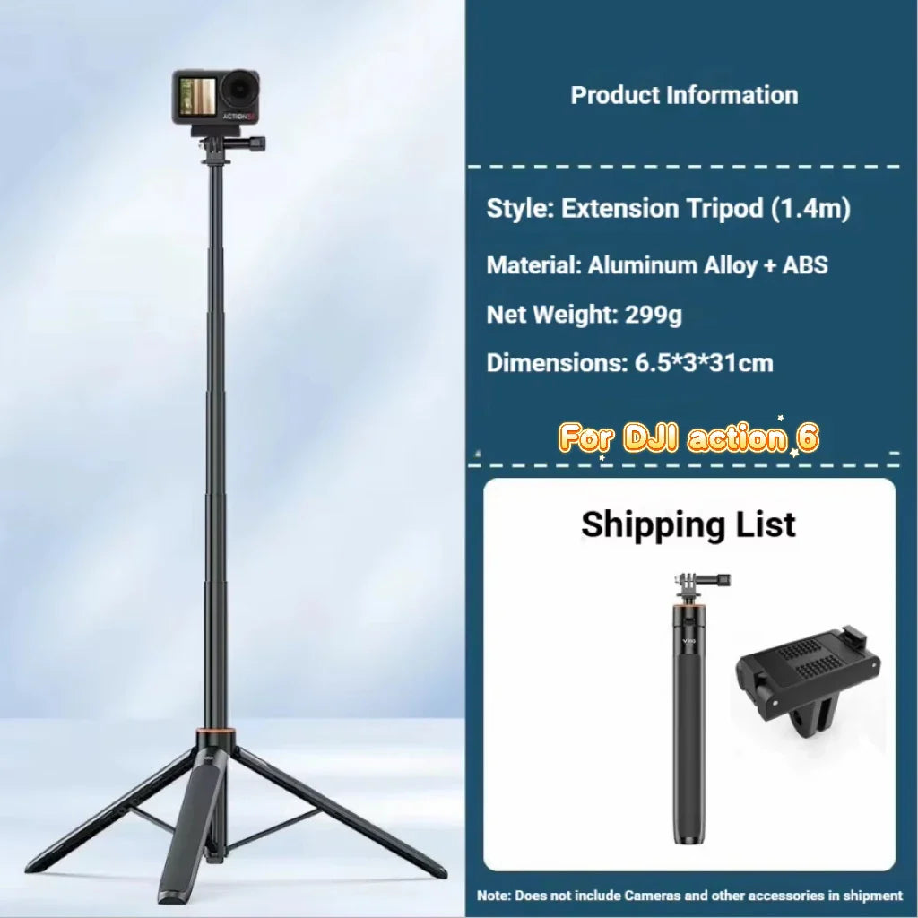 140cm Extendable Tripod Selfie Stick for Insta360 GoPro DJI